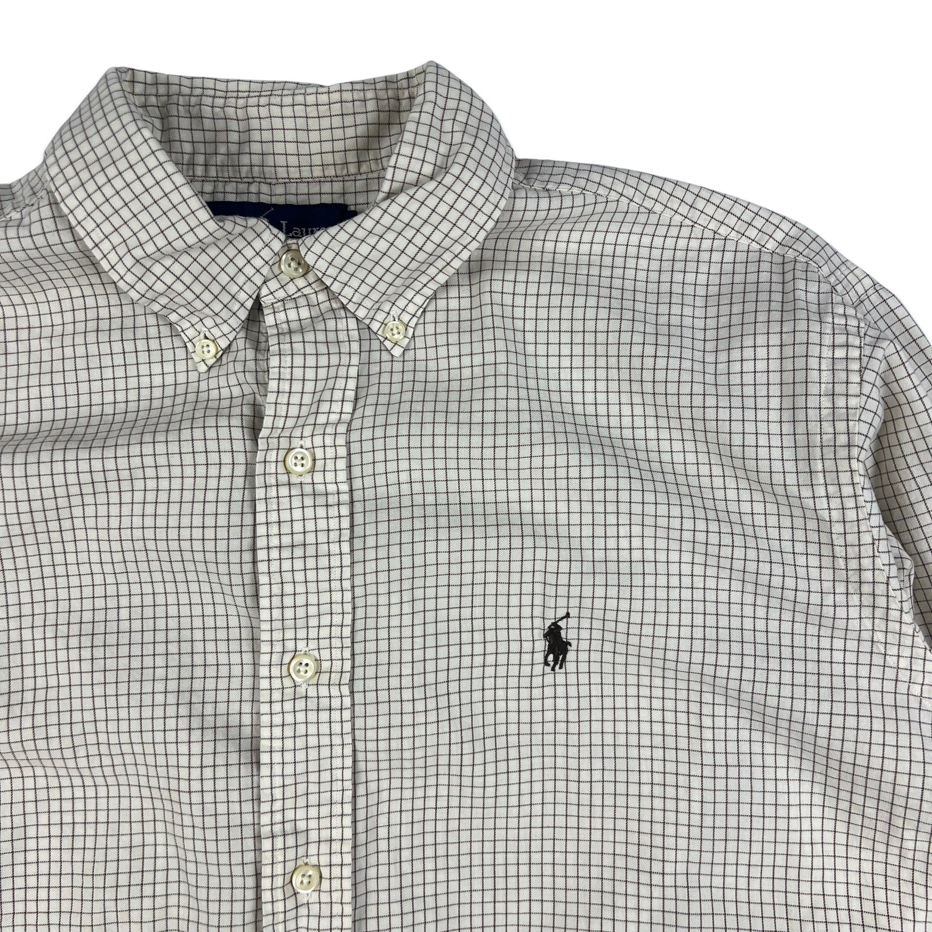 90s 00s Vintage Ralph Lauren Check Shirt Cream Brown XL 2XL