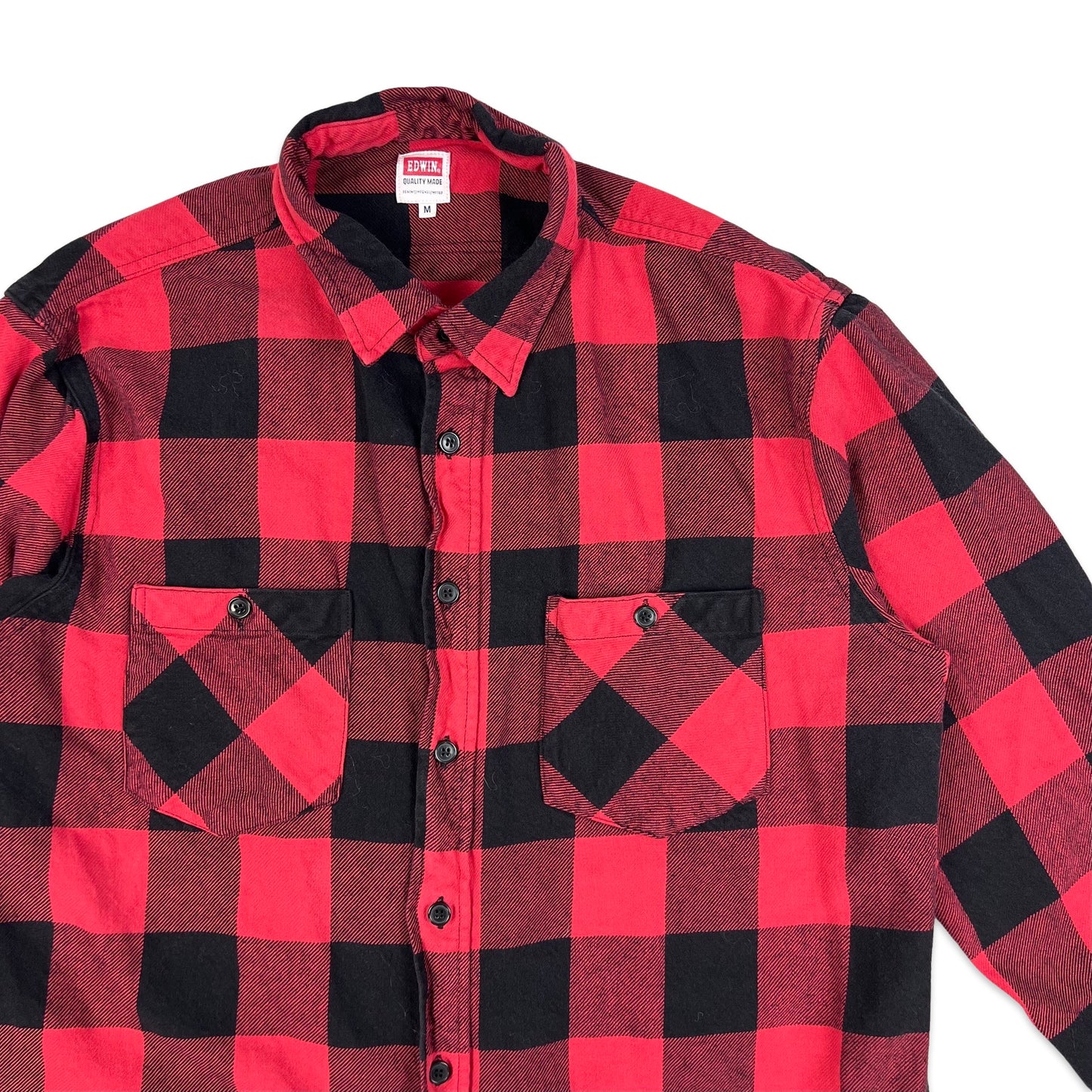 00s Vintage Red Black Check Edwin Flannel Shirt S M