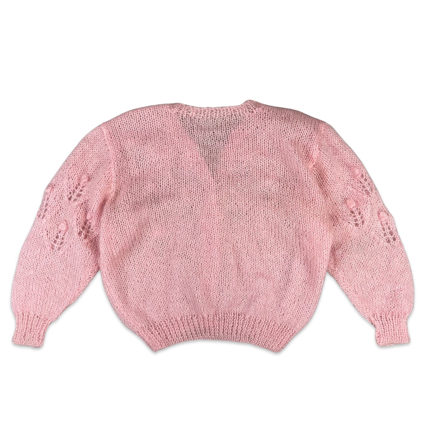 Vintage Mohair Pointelle Cardigan Baby Pink Size UK 10 12 14