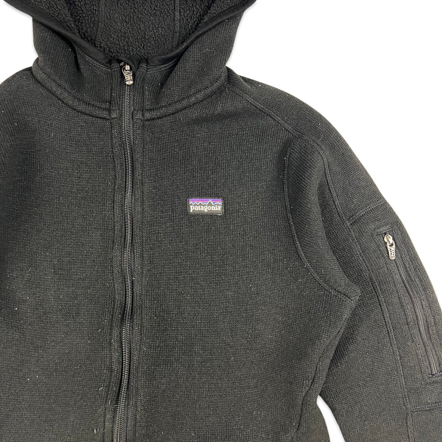 Vintage Patagonia Zip Through Fleece with Hood Black 6 8