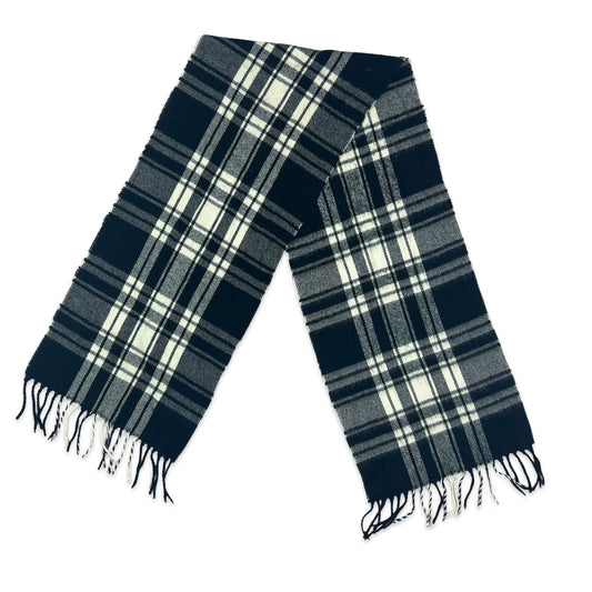 Vintage Plaid Knit Scarf Black White