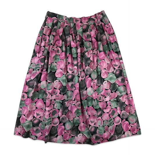 90s Vintage Pink Floral Midi Skirt 12 14
