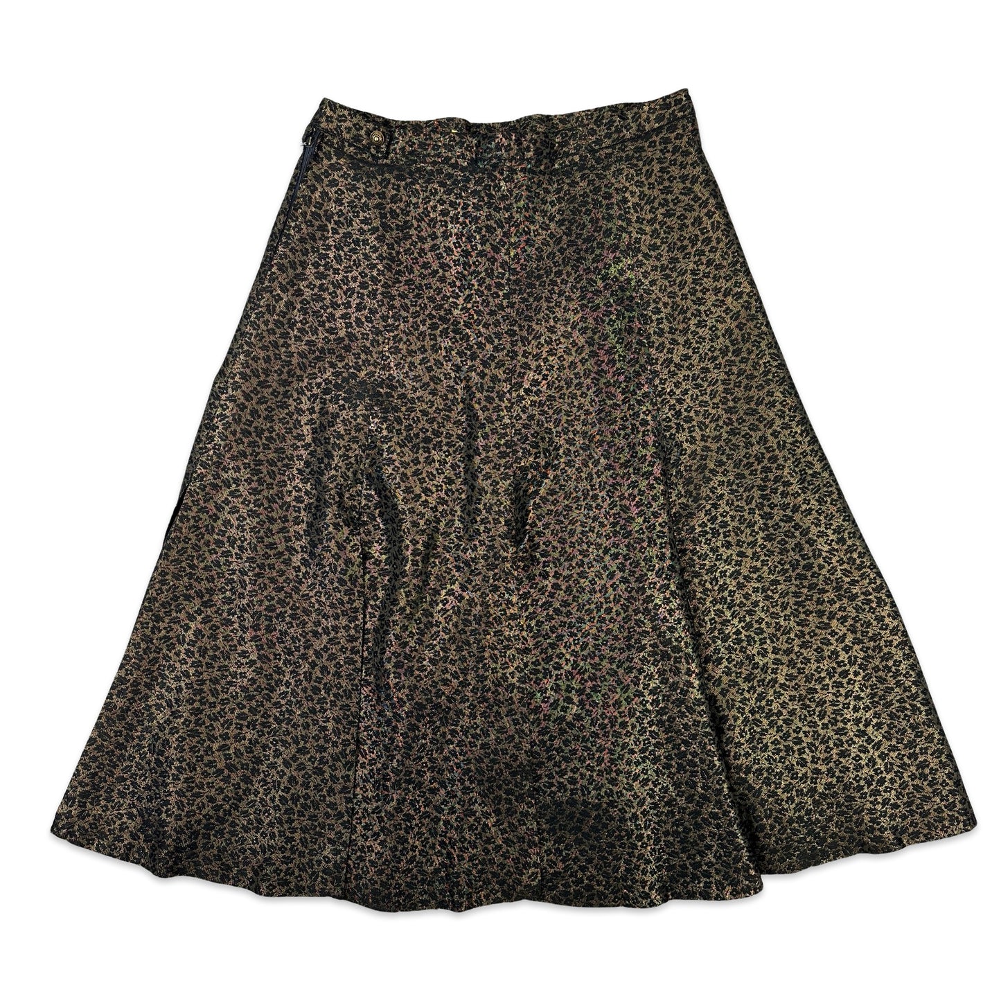 80s Vintage Gold Sparkle Patterned Skirt 14