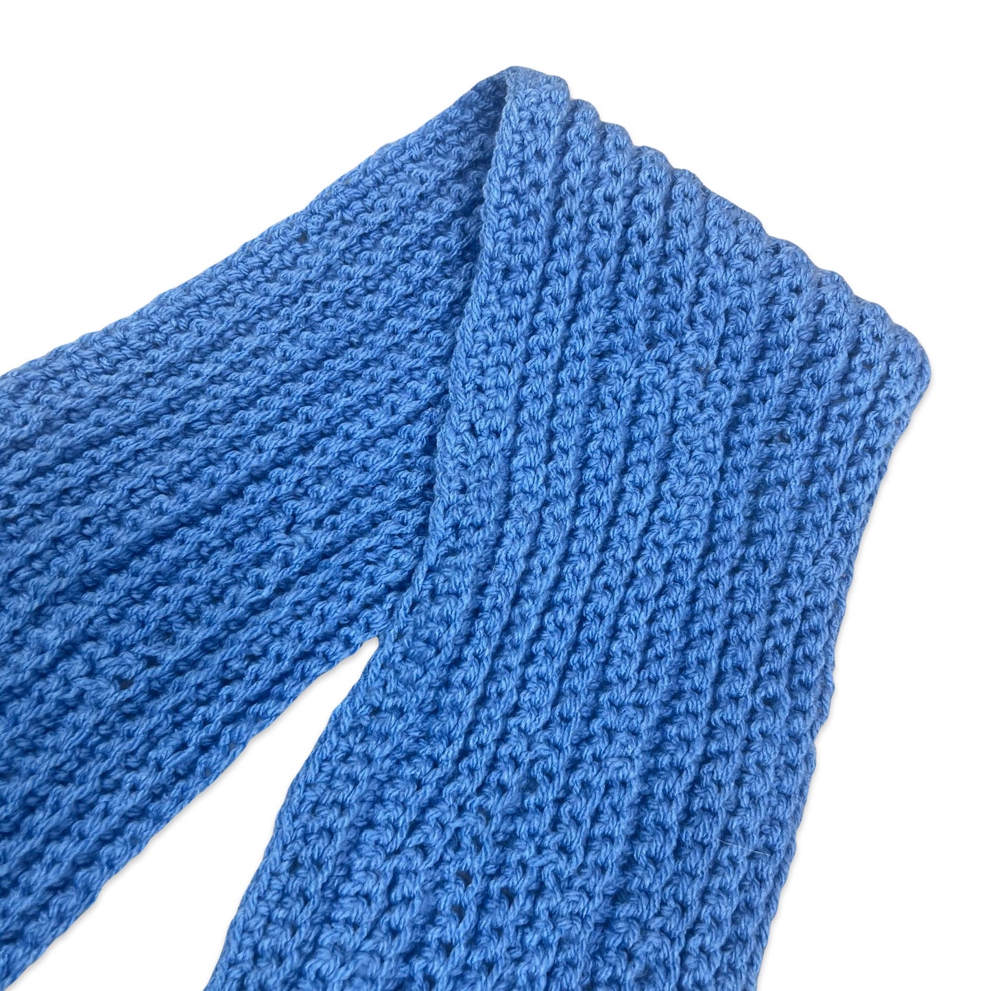 Vintage Hand Knit Skinny Scarf Blue