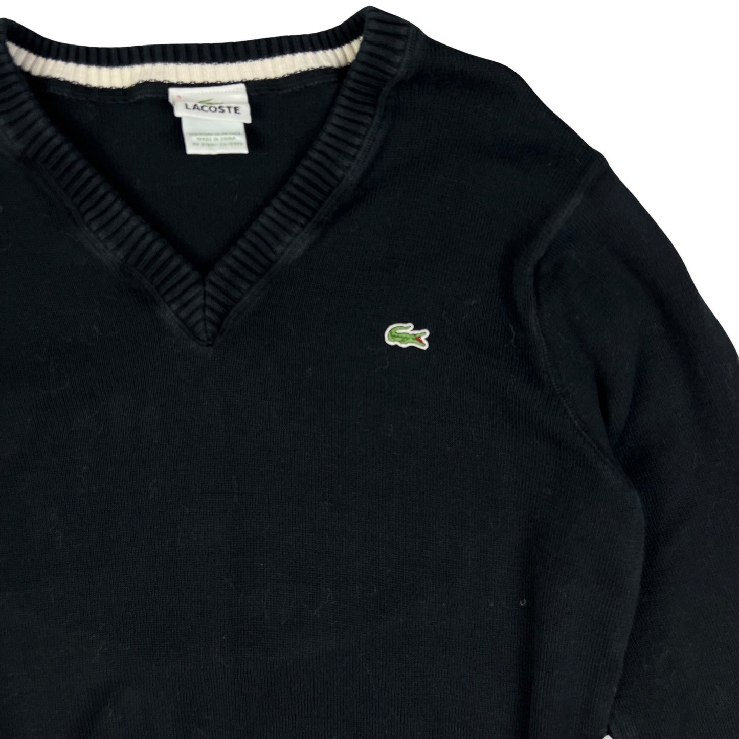 00s Vintage Lacoste Black Knit Jumper S M