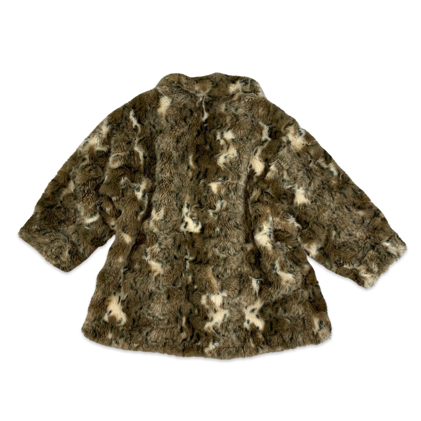 Vintage Brown Cream Faux Fur Teddy Bear Coat 10 12 14 16