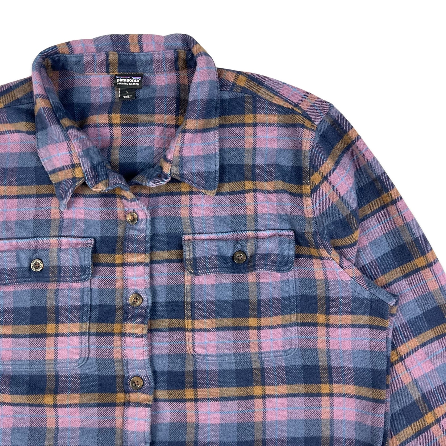 Vintage Patagonia Heavyweight Flannel Shirt Purple Blue Brown 10 12 14