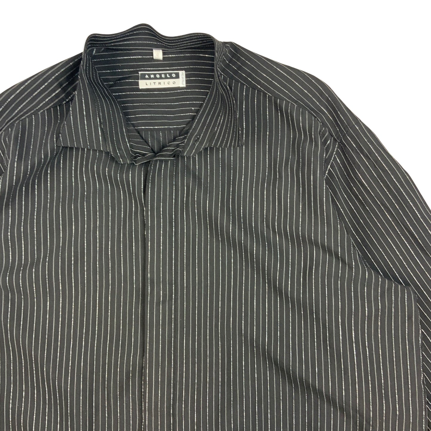 Vintage Angelo Littrico Black and Silver Lurex Shirt XXL