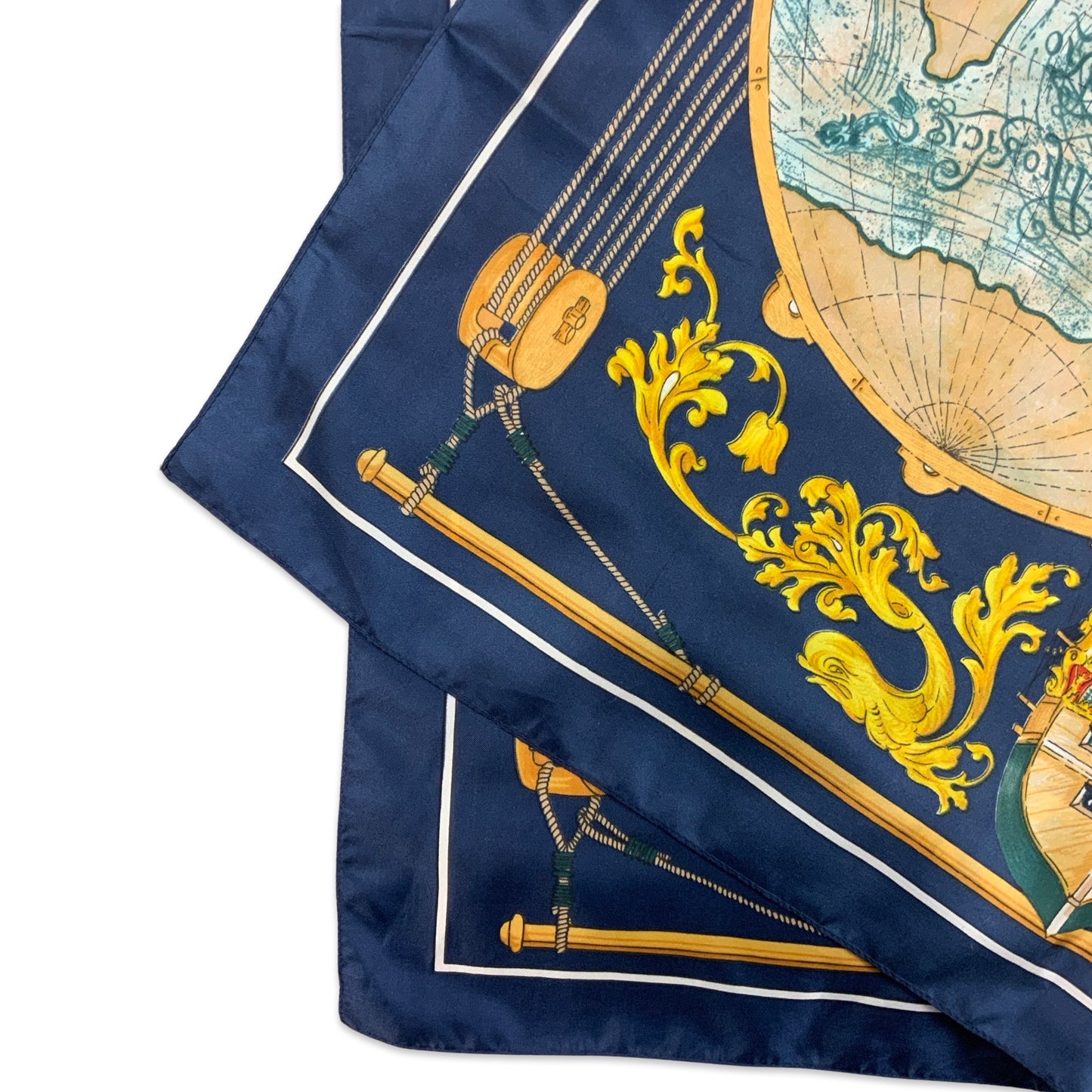 Vintage Blue Red Gold Heraldry Map Scarf