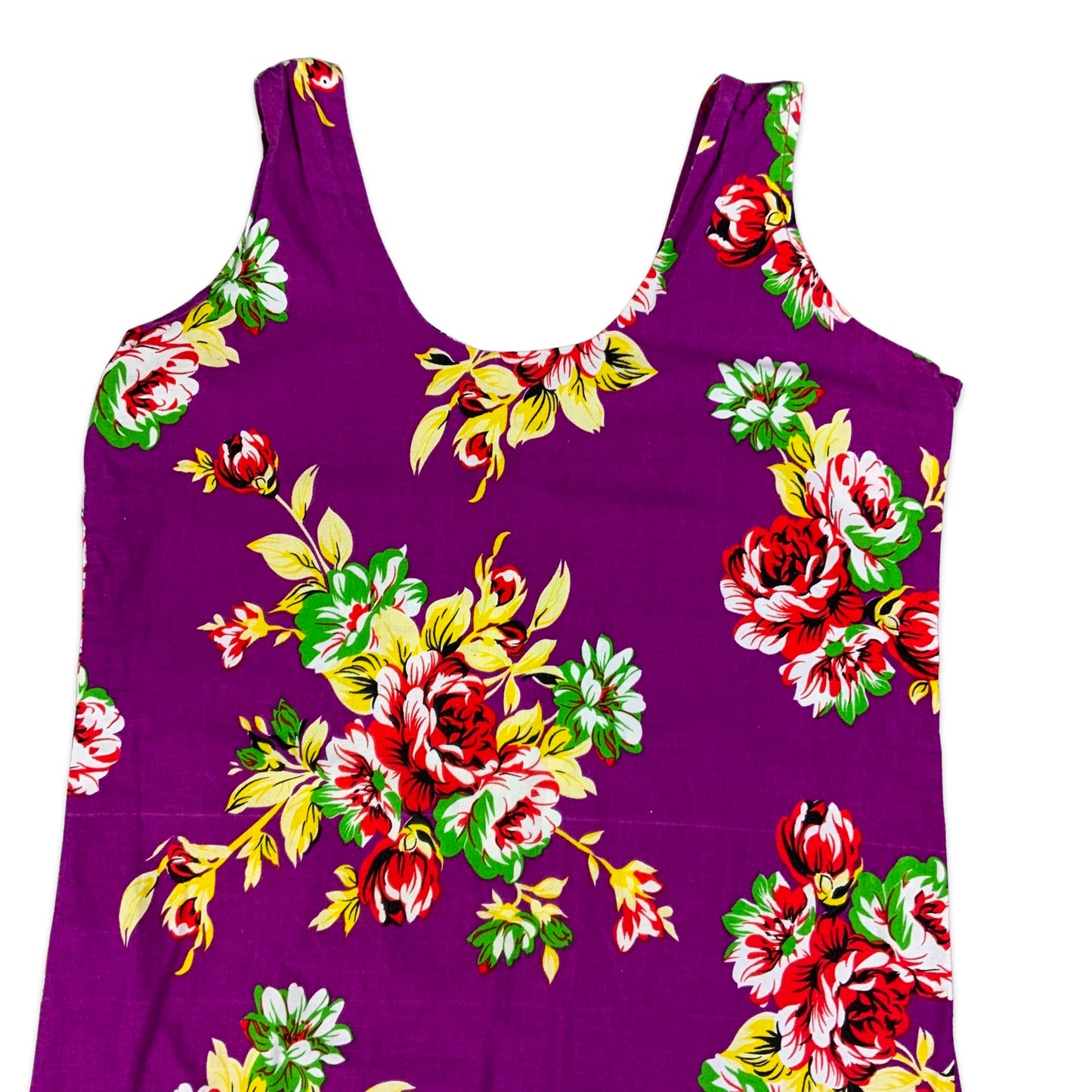 Vintage Purple Floral Summer Shift Dress 8 10