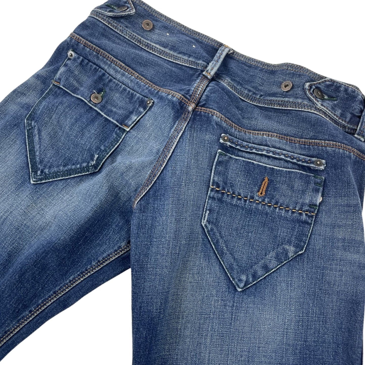 Vintage Y2K Industrial Straight Leg Adjustable Waist Denim Jeans 10
