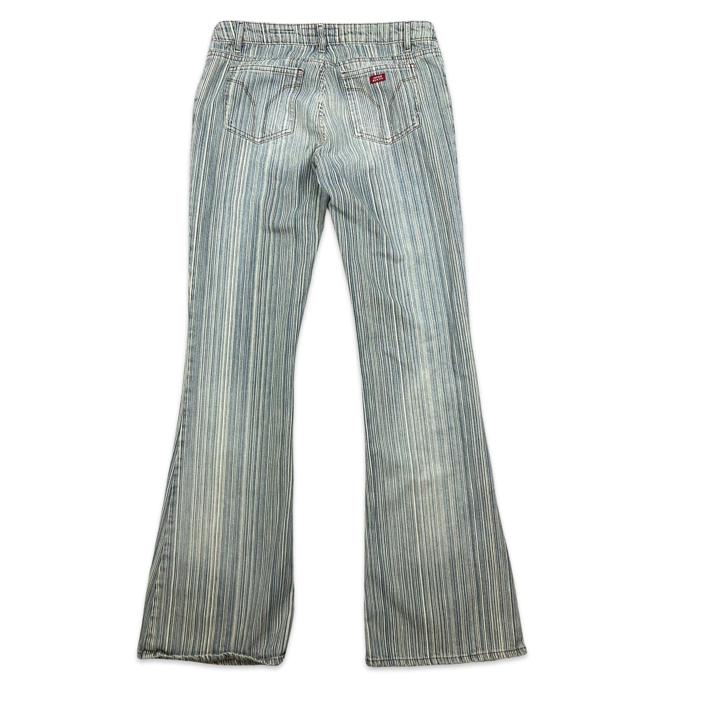 Vintage Y2K Miss Sixty Light Blue & White Striped Flared Jeans