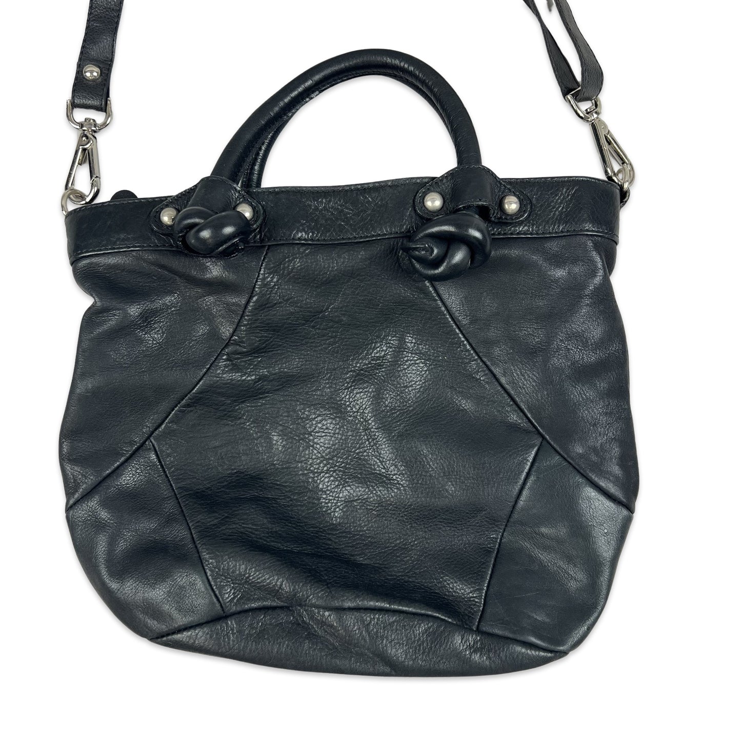 Vintage Y2K Italian Leather Hobo Handbag Black
