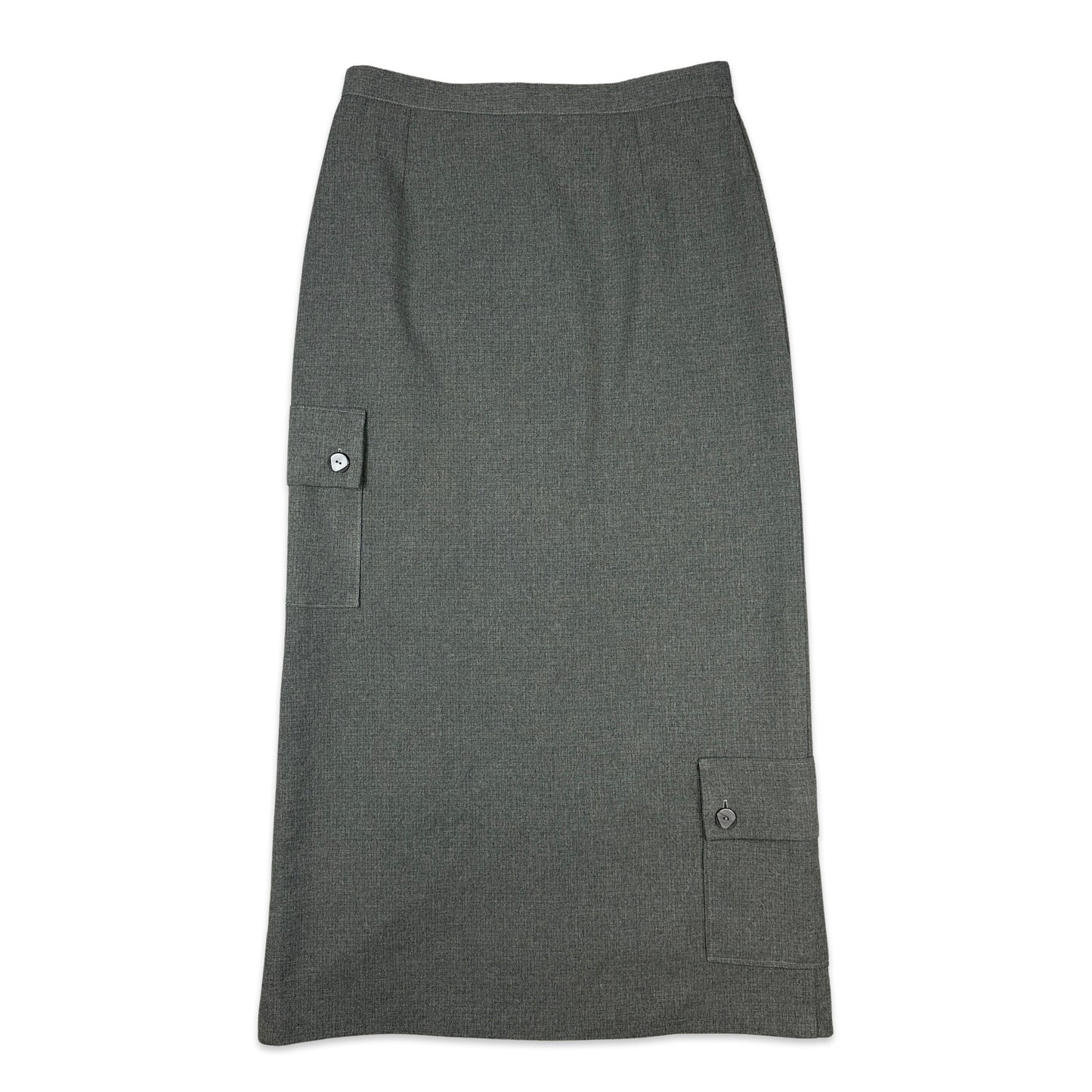 90s Vintage Grey Maxi Utility Style Skirt 12