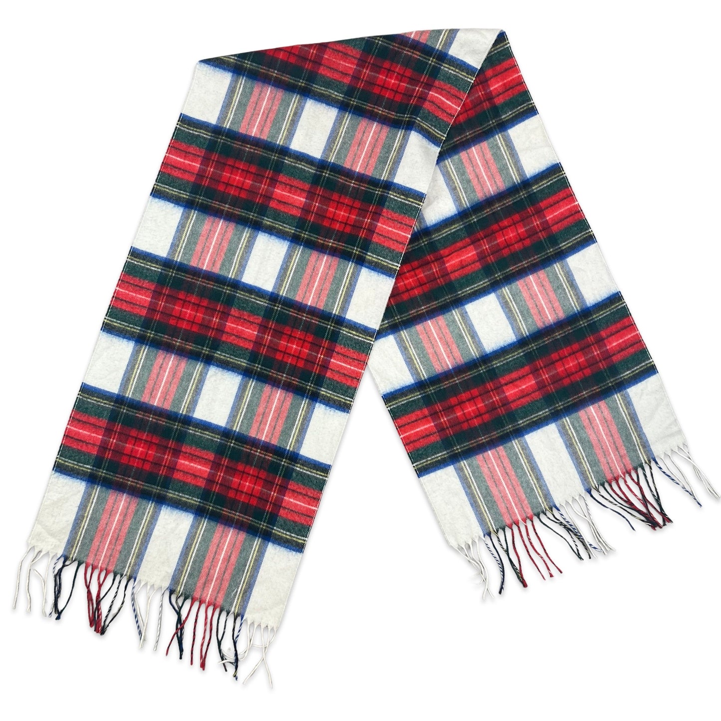 Vintage Tartan Plaid Scarf Red White Green Yellow Blue