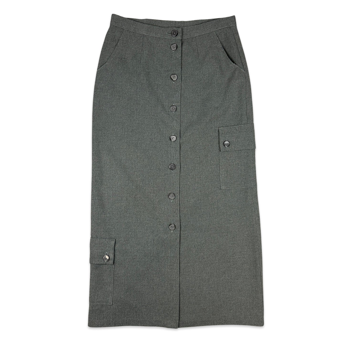 90s Vintage Grey Maxi Utility Style Skirt 12