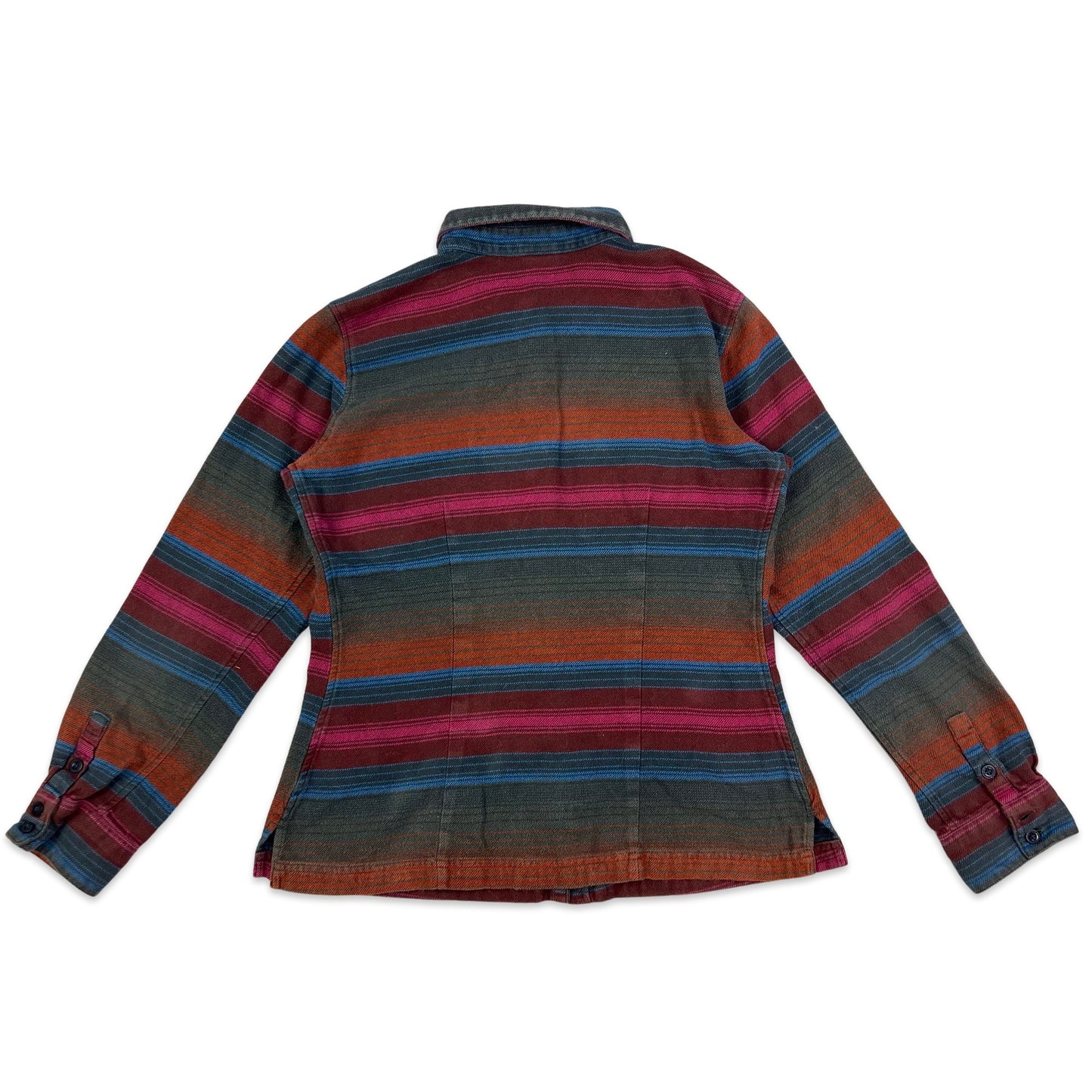 Patagonia Heavyweight Flannel Shirt Orange Grey Blue Pink Stripe 8 10 12