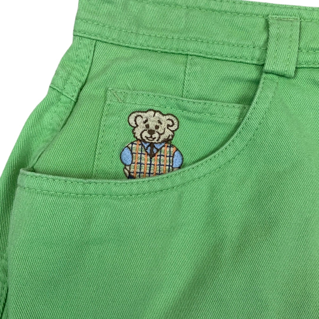 Vintage Embroidered Denim Mini Skirt Green 10
