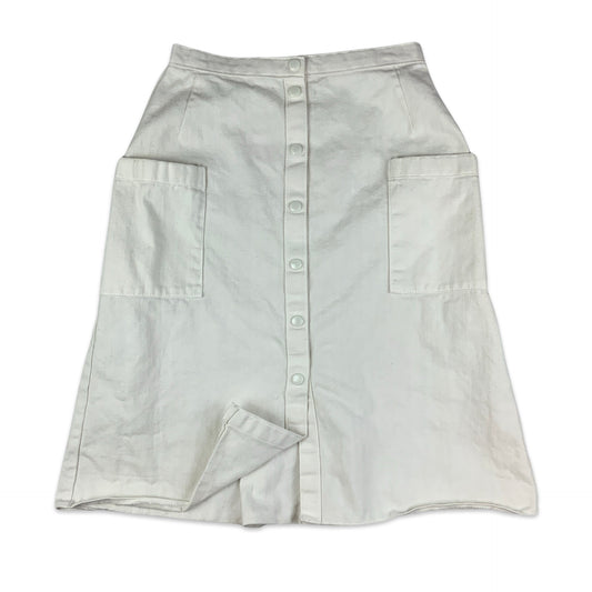 Vintage White Canvas Button-up Midi Skirt 4