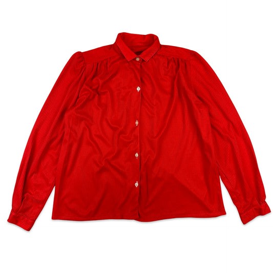 Vintage Long Sleeve Blouse Red 12 14