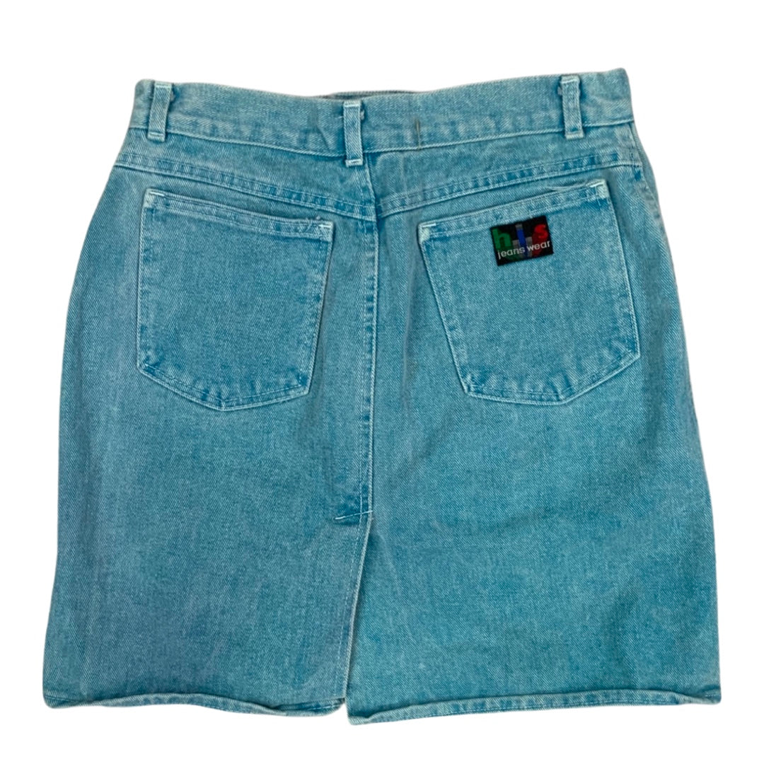 Vintage 90s Denim Mini Skirt Aqua Blue 8