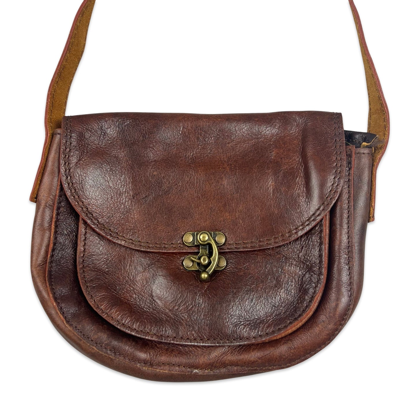 Vintage Brown Leather Saddle Handbag