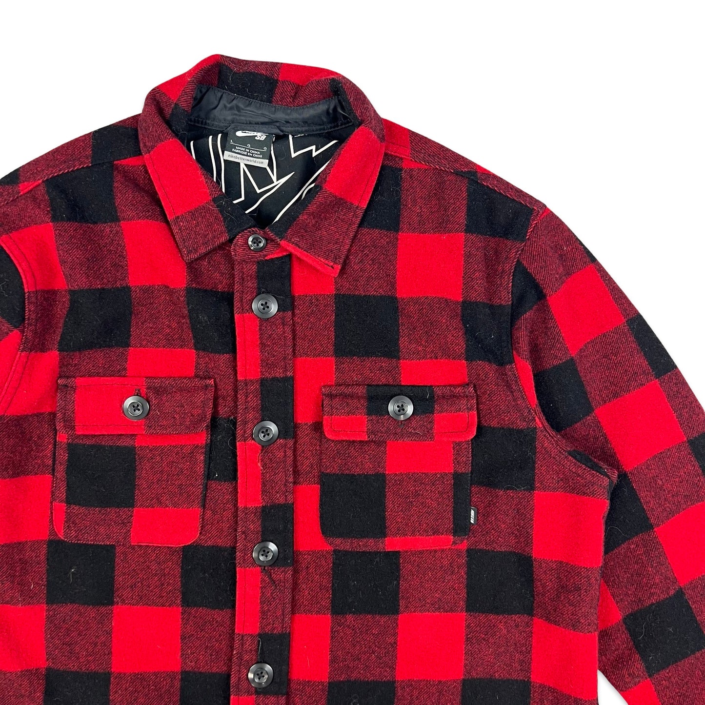 Vintage 00s Nike Red Black Wool Flannel Shirt S M L