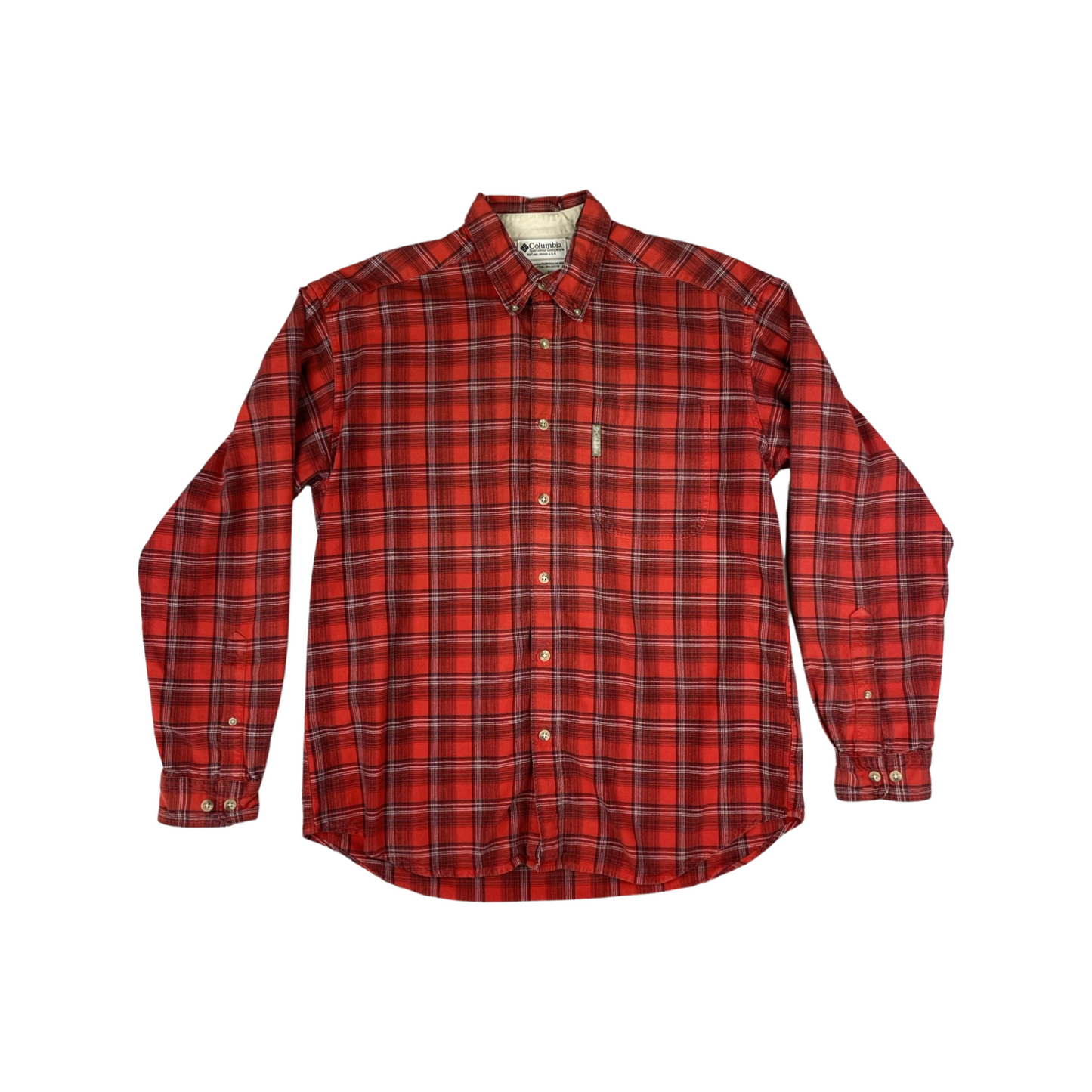 Vintage Columbia Red Plaid Flannel Shirt Size XL