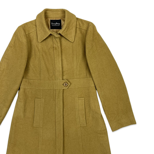 Y2K Wool Midi Coat Yellow Brown 8 10