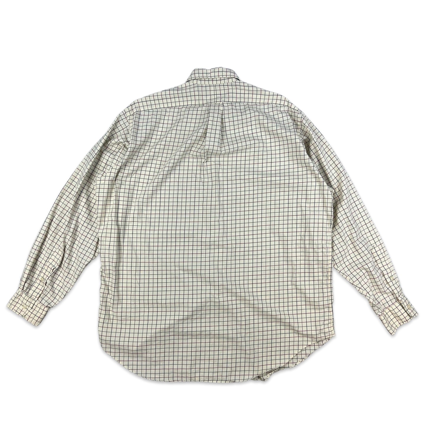 90s 00s Vintage Ralph Lauren Check Shirt Cream Red Green L XL 2XL