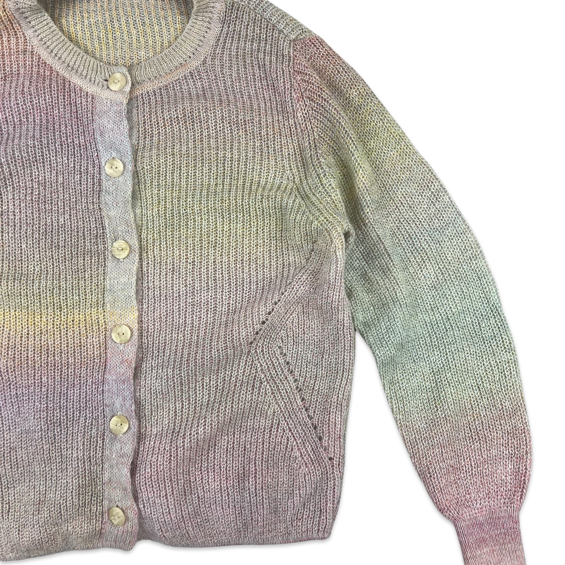 Vintage Mohair Cardigan Space Dye Pastel 12 14