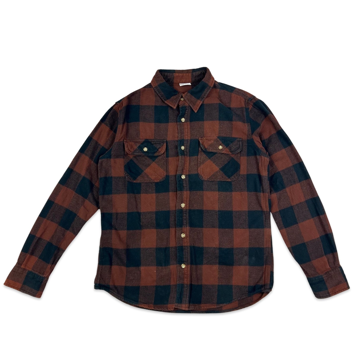 Vintage Carhartt Heavyweight Flannel Shirt Brown Black Check M L