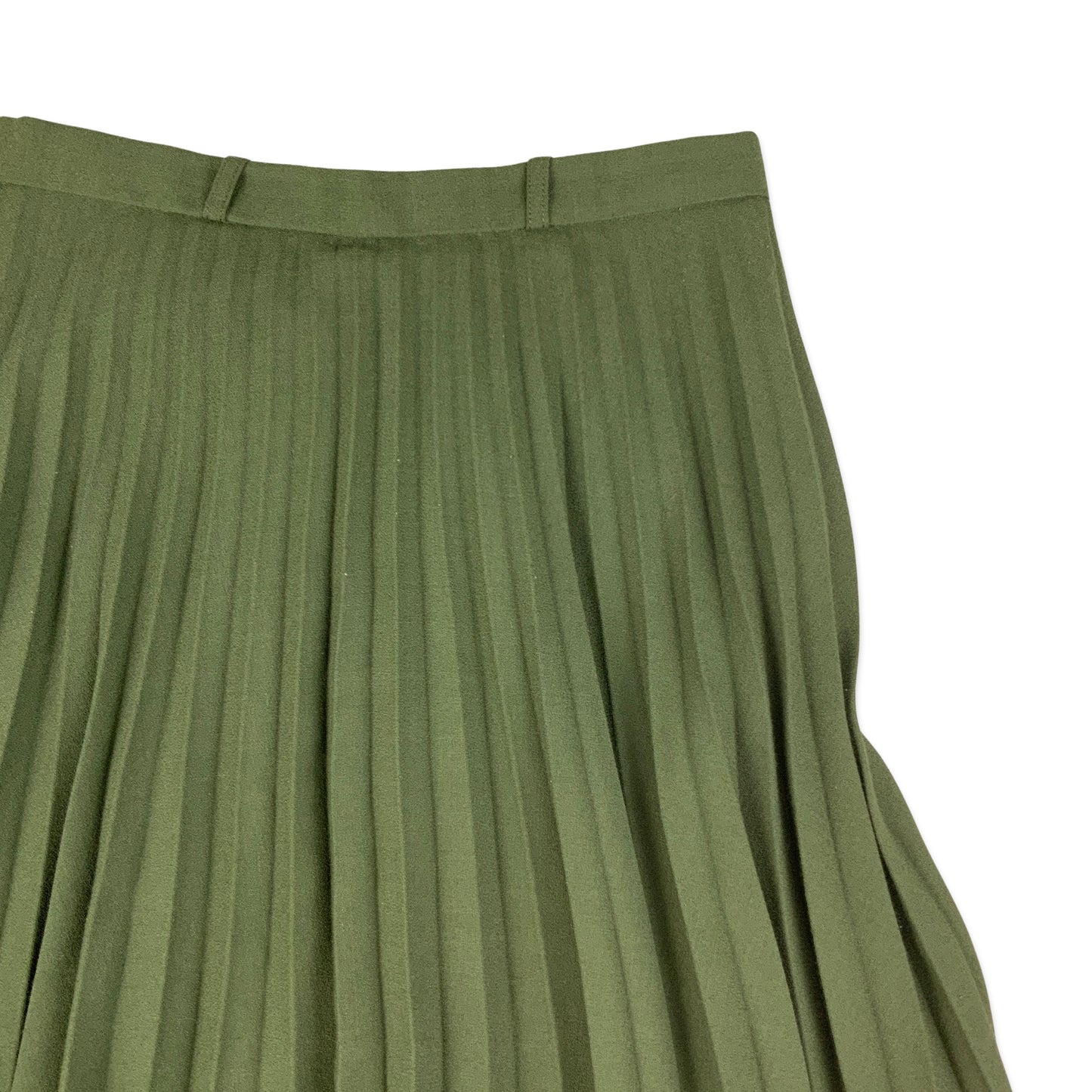 Vintage Green Pleated Wool Midi Skirt 10