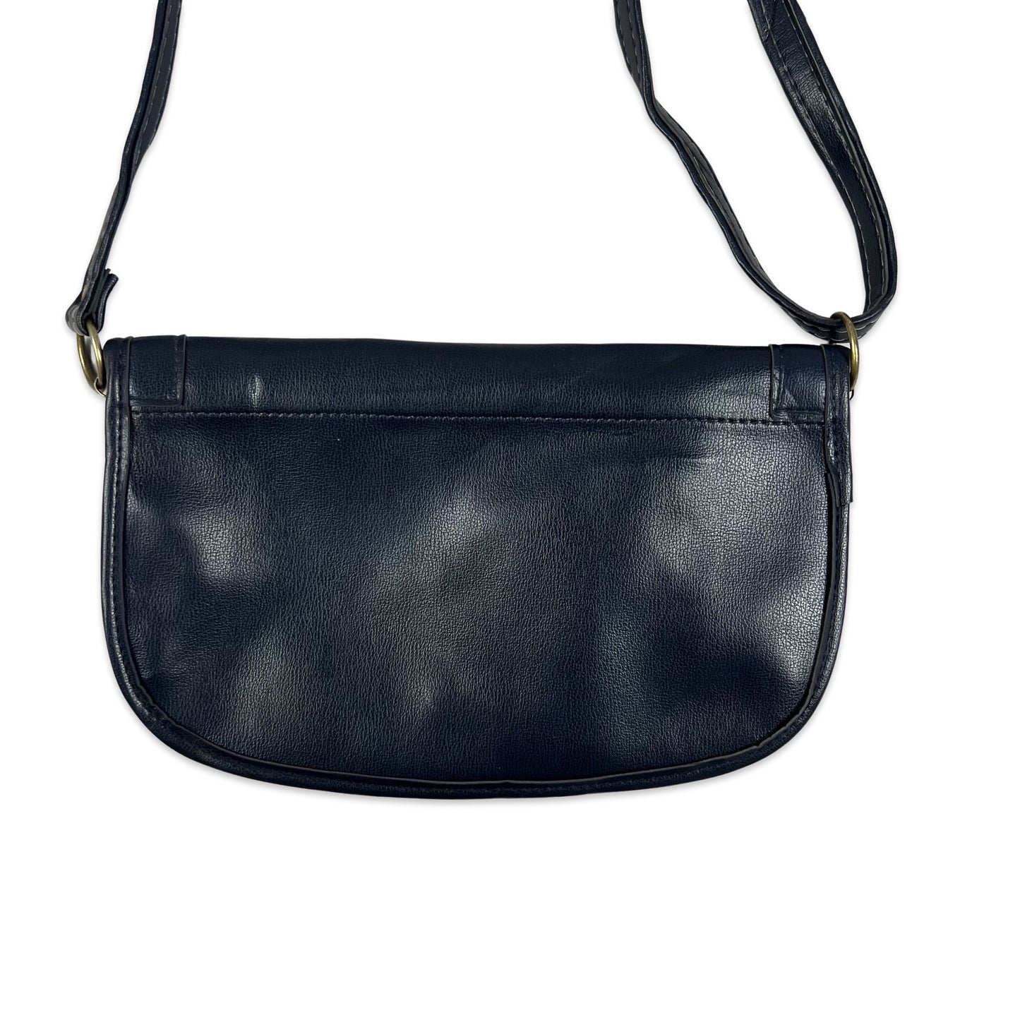 Vintage 90s Navy Italian Leather Saddle HandBag