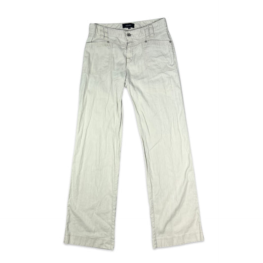 Vintage Y2K Flared High Waist Trousers Cream W28 L31