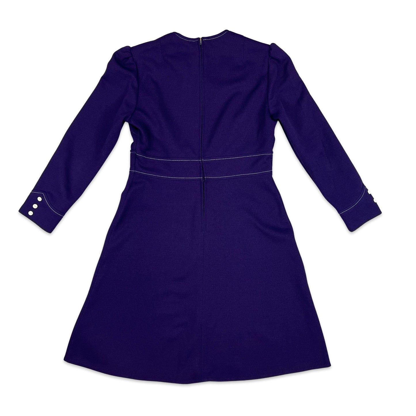 Vintage 60s 70s Structured Dress Purple 12 14