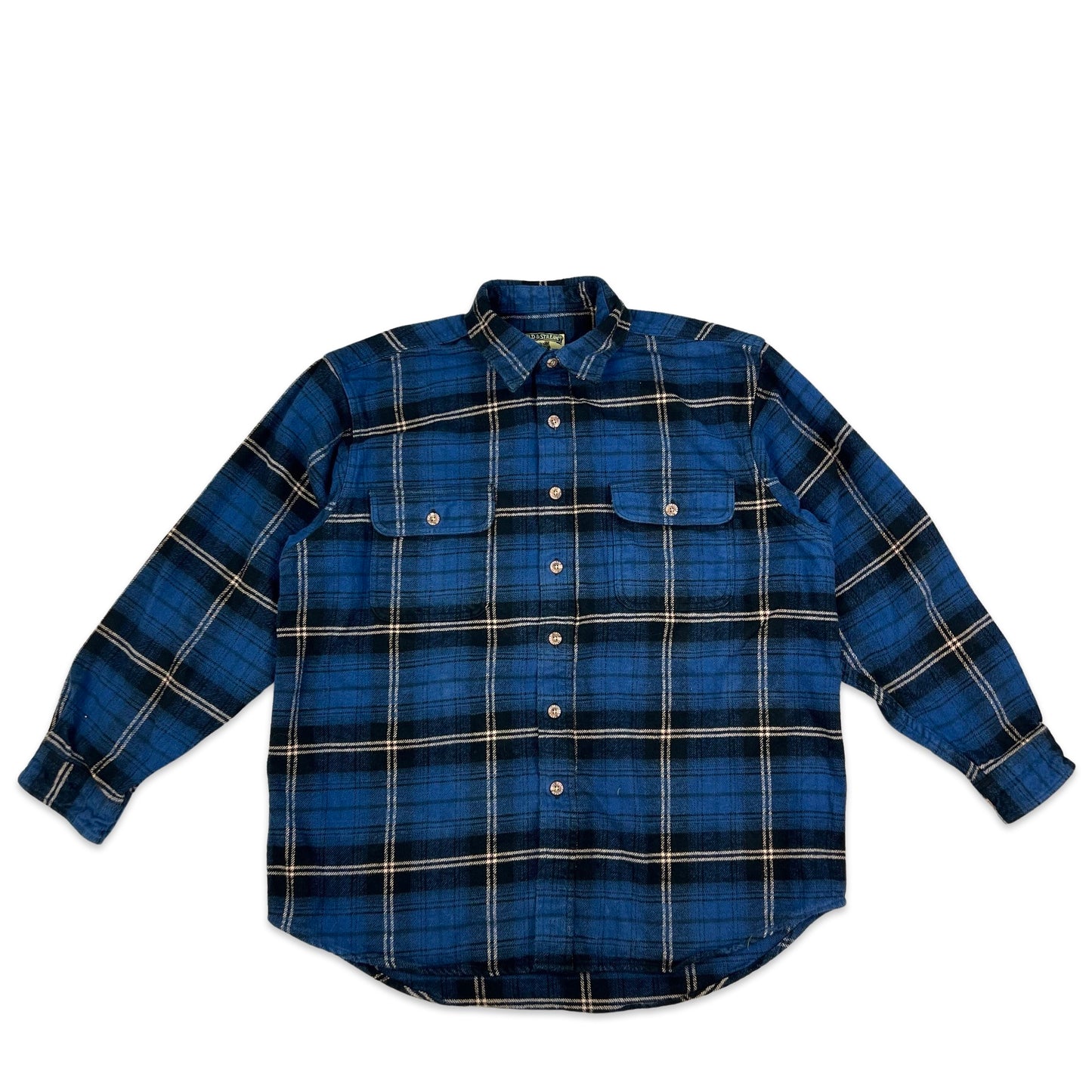 Vintage Heavyweight Flannel Shirt Blue Black White Check M L XL