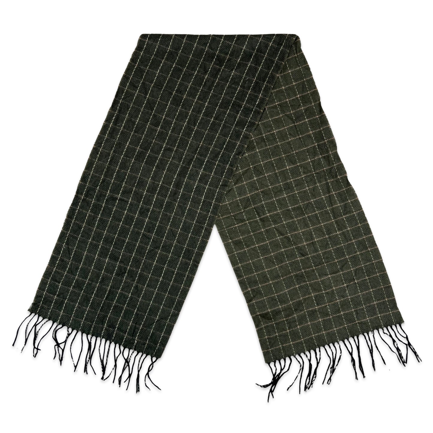 Vintage Check Knit Scarf Green Brown