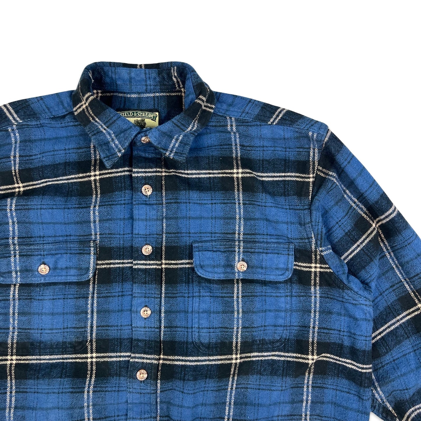 Vintage Heavyweight Flannel Shirt Blue Black White Check M L XL