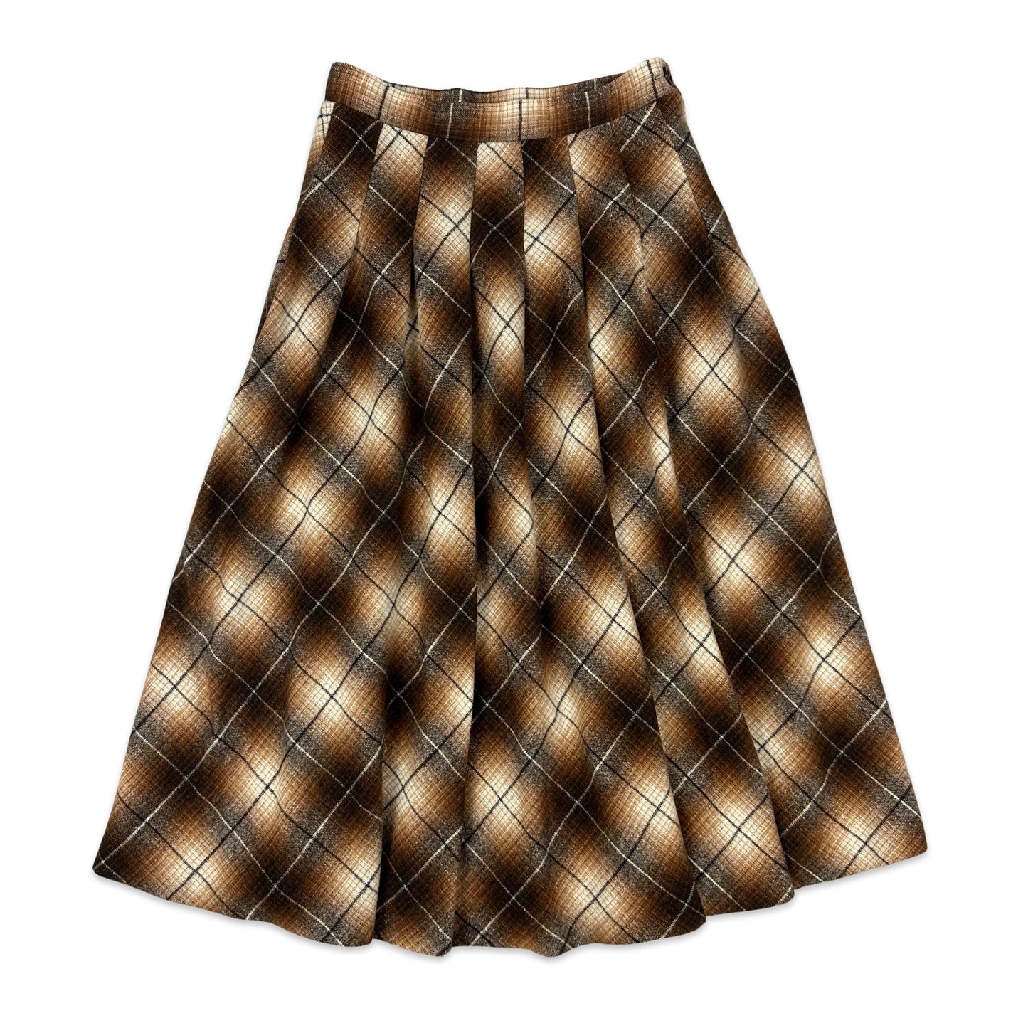 Vintage Brown Pleated Wool Skirt 6