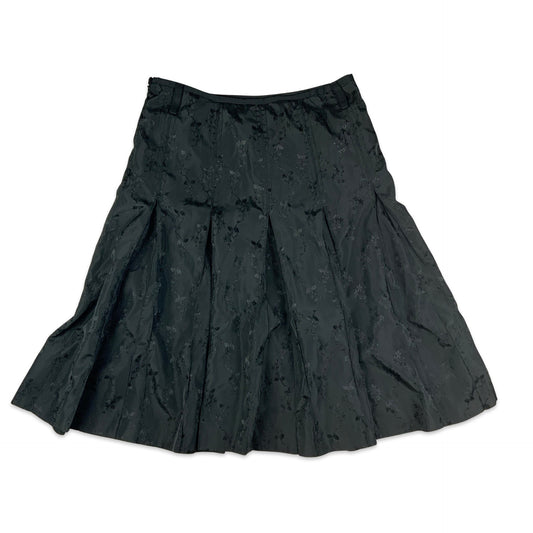 Vintage Black Gothic Pleated Midi Skirt 10
