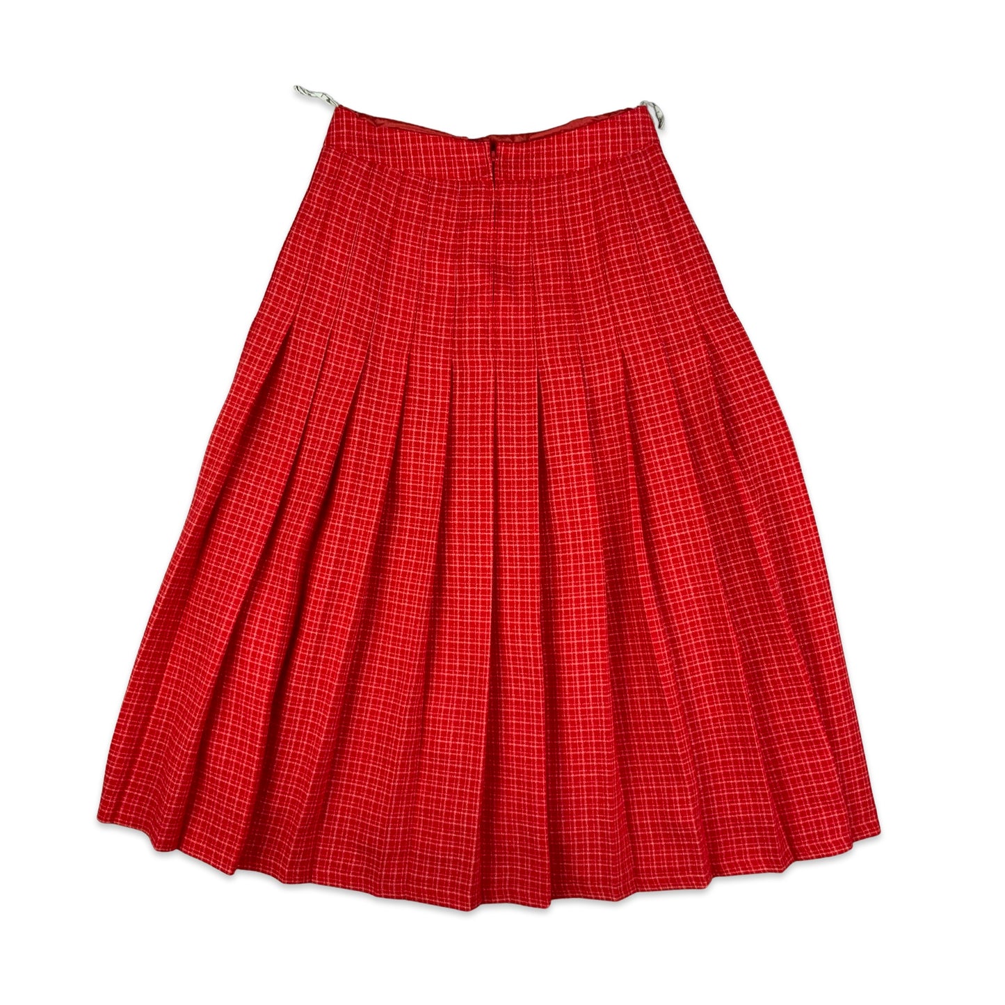 Vintage Red & White Checked Pleated Skirt 6