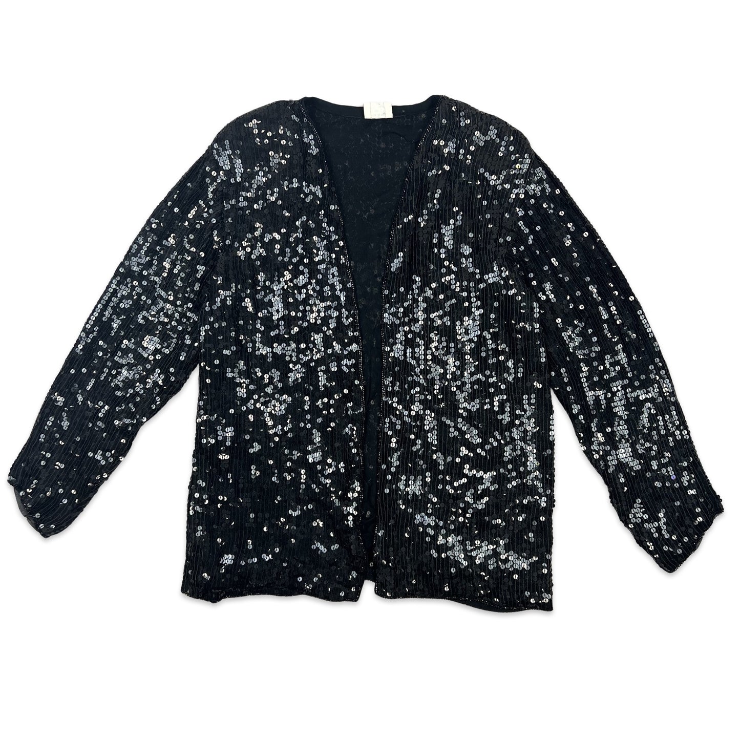 Vintage 80s Sequin Jacket Black 10 12