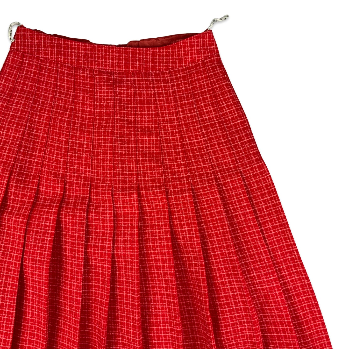 Vintage Red & White Checked Pleated Skirt 6