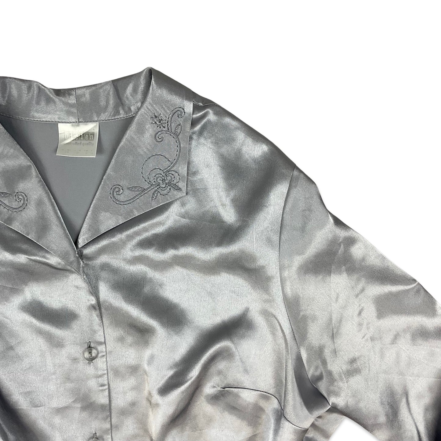 90s Vintage Silver Blouse 12 14 16 18