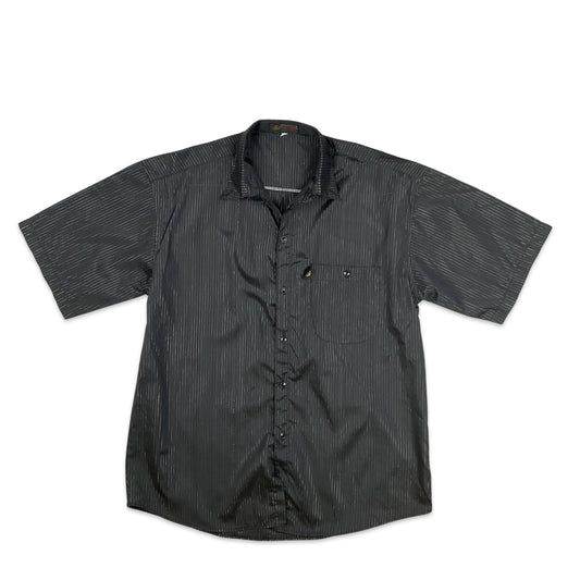 Vintage Lurex Pinstripe Shirt Silver Black L