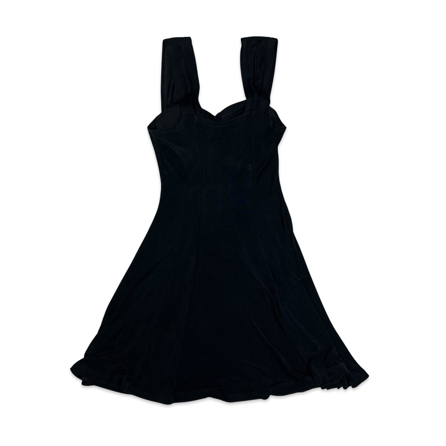 Vintage 90s Skater Dress Black 10 12 14