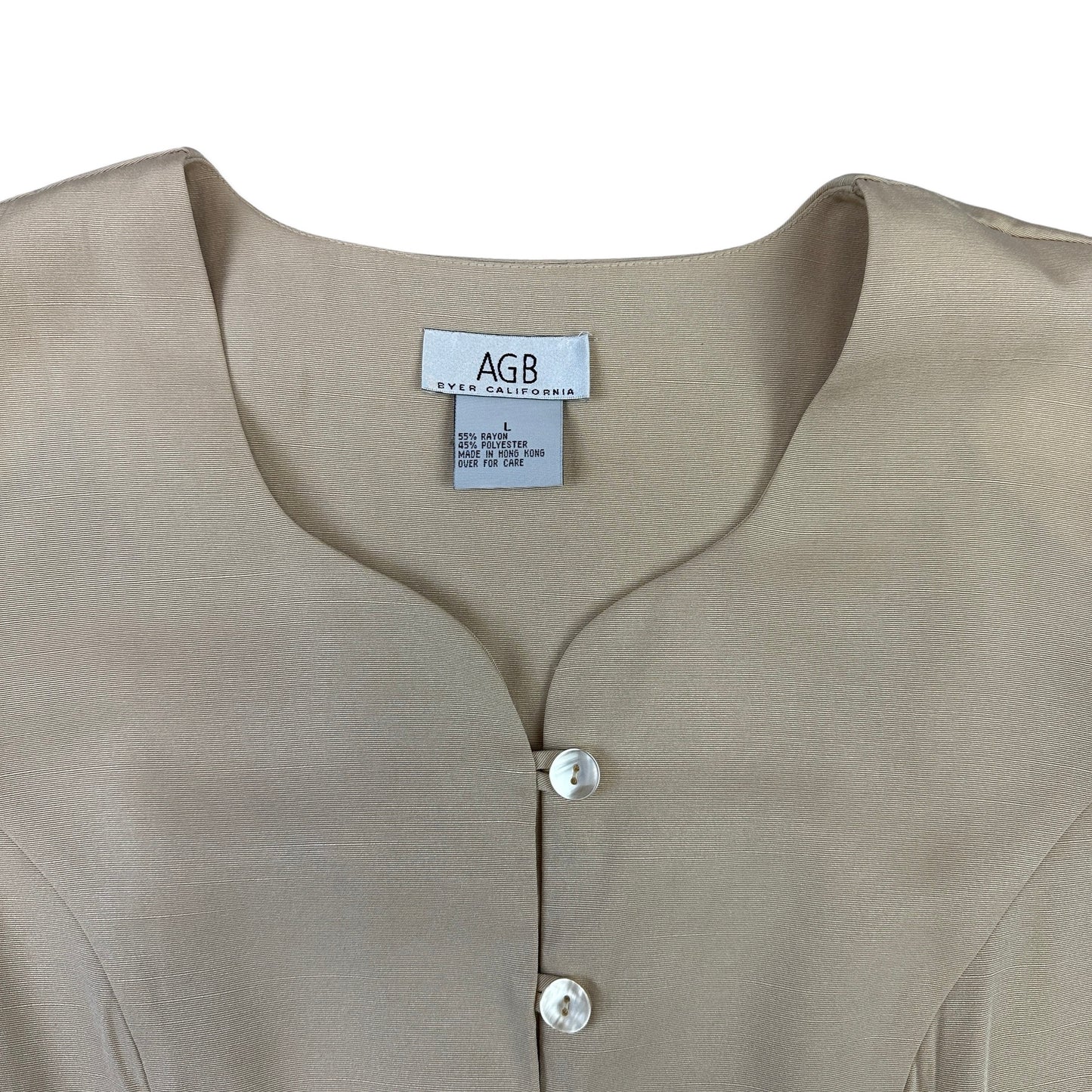 Vintage 80s Short Sleeve Blouse Beige 14