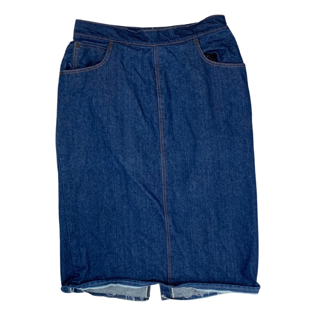 Vintage 80s 90s Blue Selvedge Denim Skirt 12