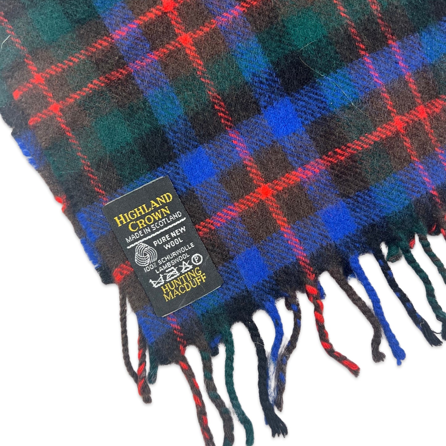 Vintage Tartan Plaid Wool Scarf Blue Red Green